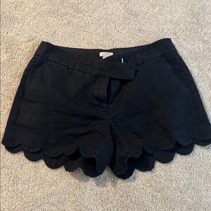 J. Crew Black Shorts with Scalloped Hem